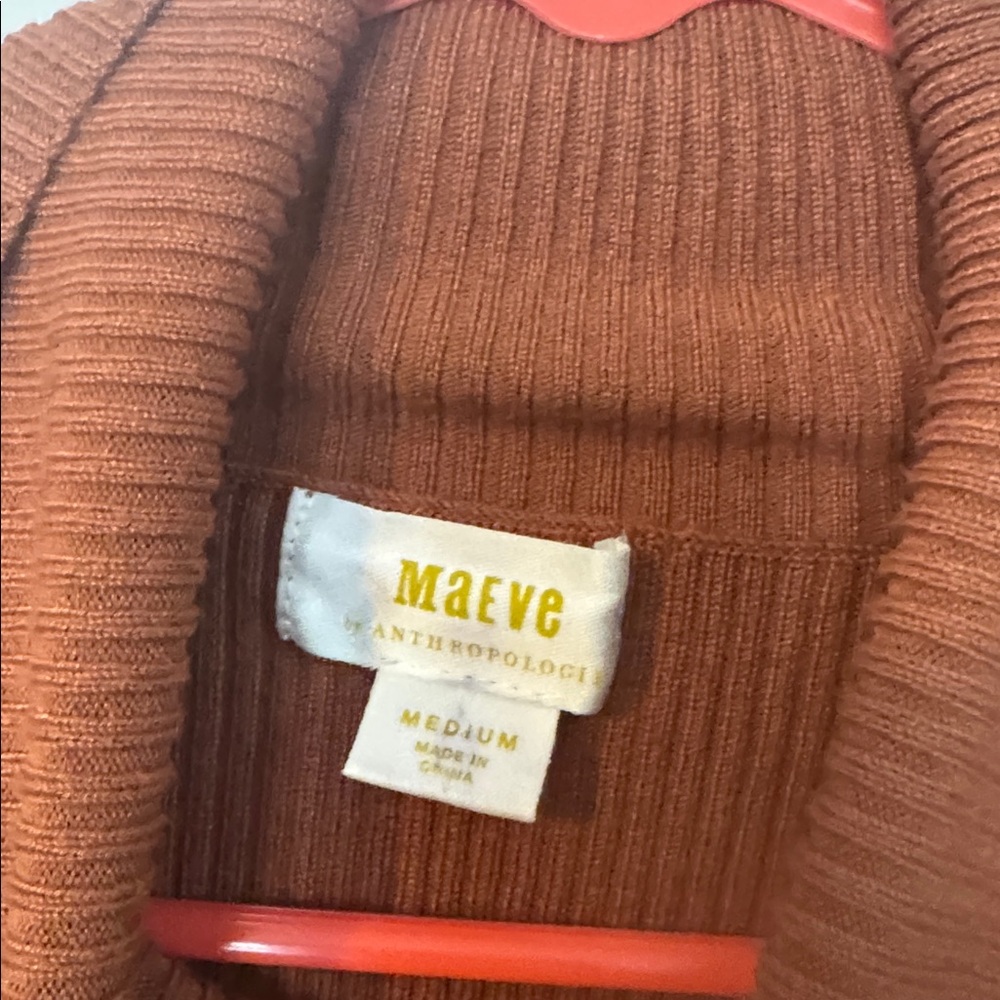 Anthropologie Maeve Button-Sleeve Turtleneck size M pecan brown long sleeve - Picture 5 of 6